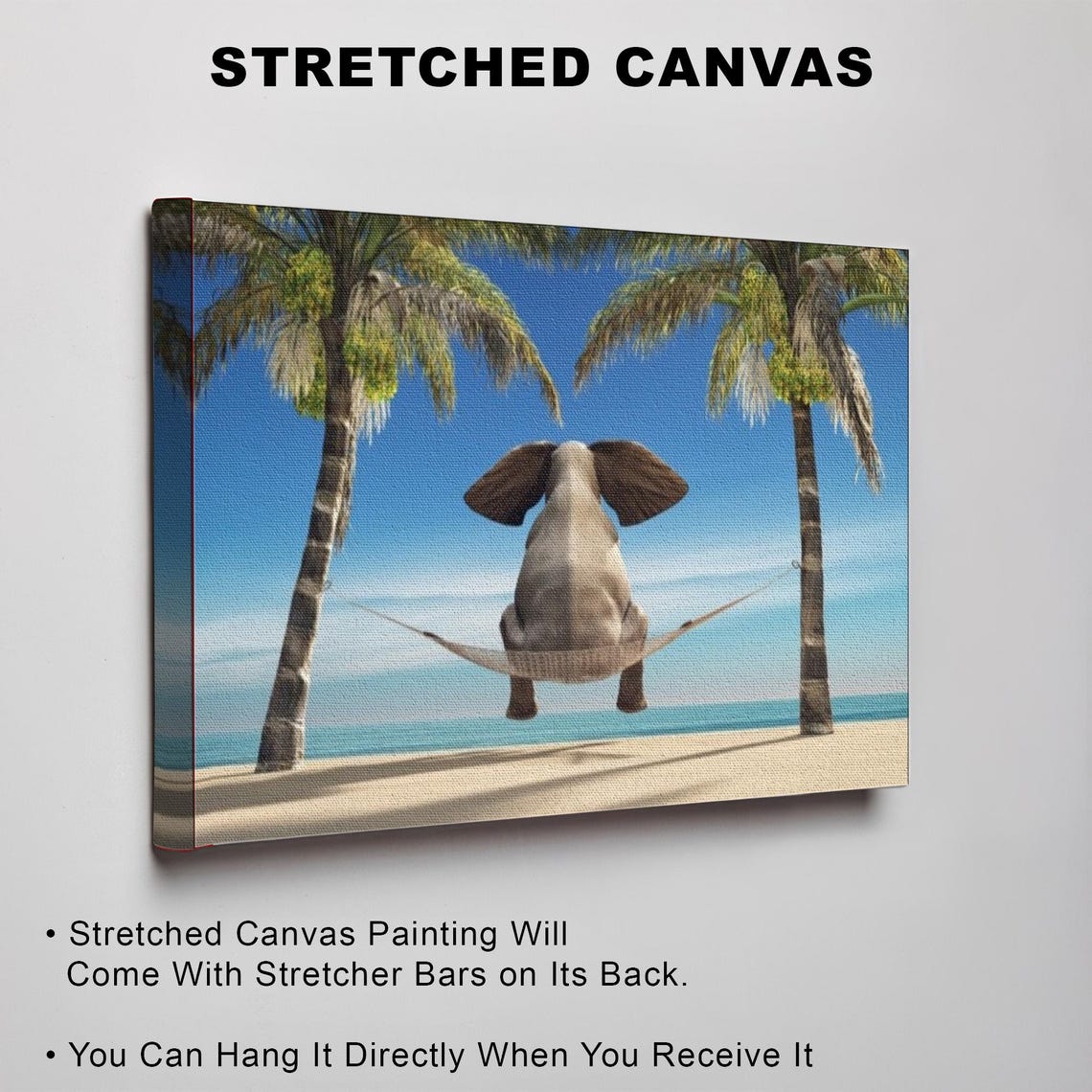 Elephant Relaxing in Beach Hammock Between Palms Funny Animal Poster - Image 3