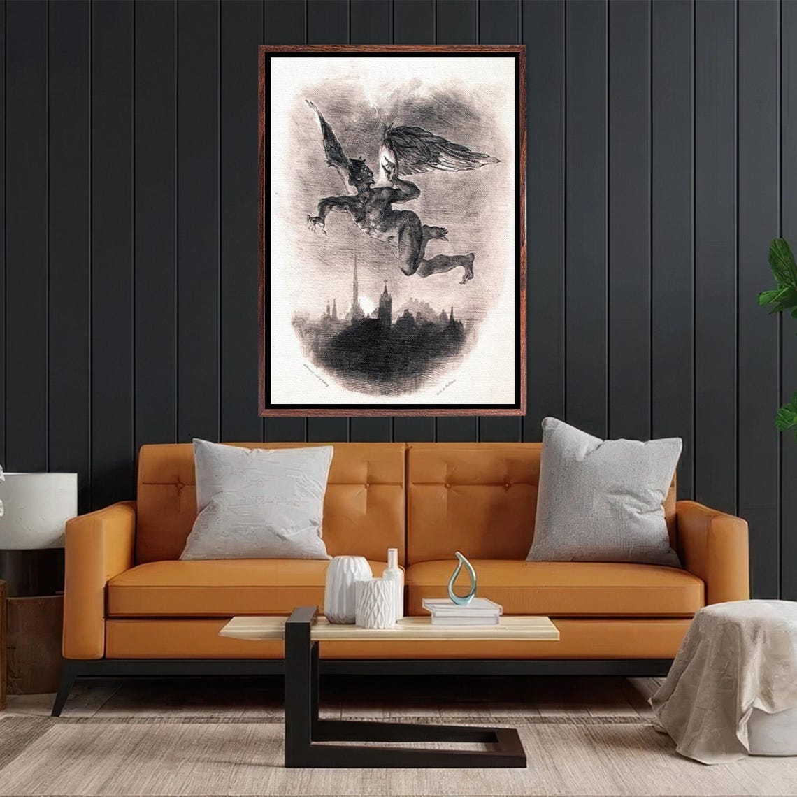 Mephistopheles Flying Over the City Engraving from Faust Poster - Image 2