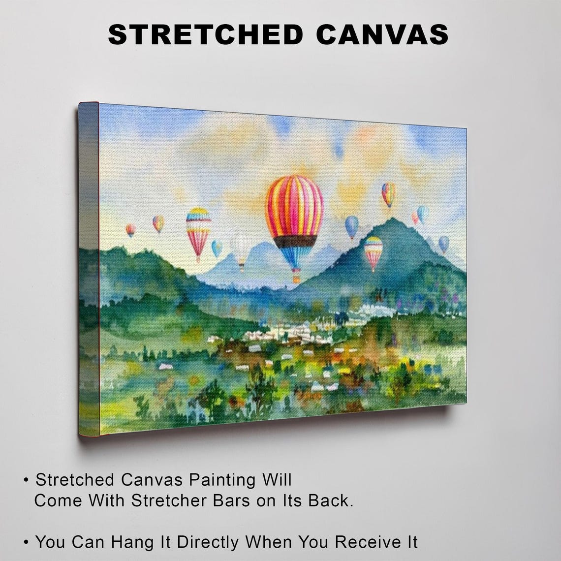 Cappadocia Hot Air Balloons Floating Over Green Valleys Poster - Image 3