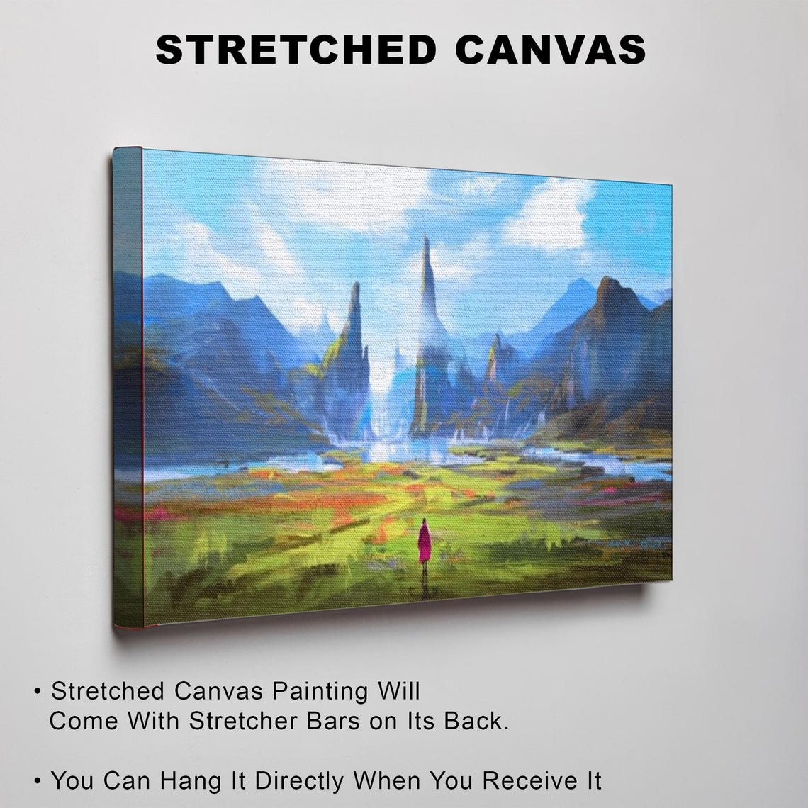 Lone Traveler Walking Toward the Misty Mountain Spires Poster - Image 3