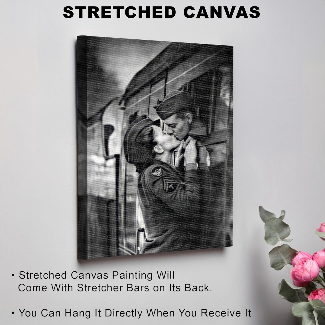 Soldier Kissing Sweetheart At Train Window Wartime Farewell Poster - Image 3