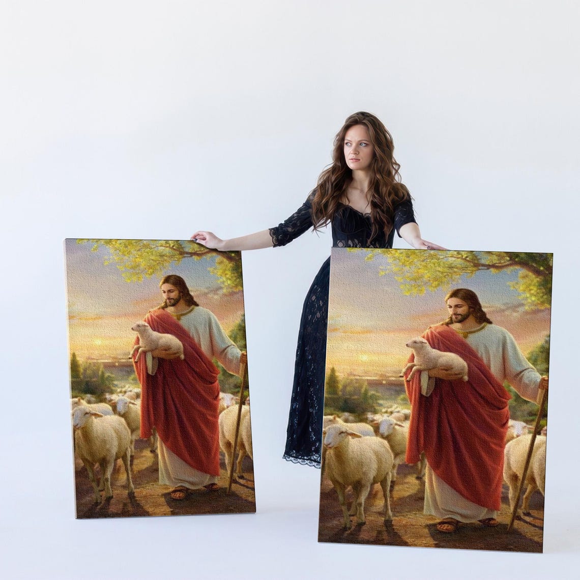 Jesus the Good Shepherd Carrying the Lost Lamb Painting Poster - Image 5