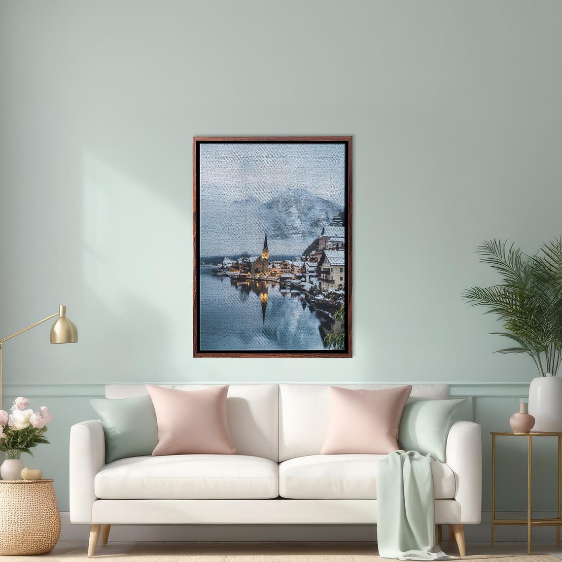 Hallstatt Austria Lakeside Village Winter Scenic Beauty Art Poster