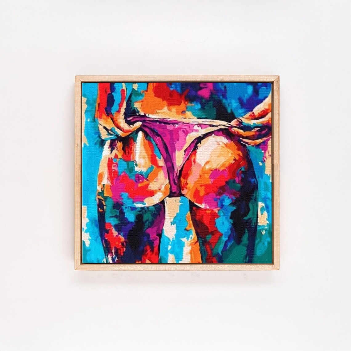 Colorful Abstract Painting of a Woman in a Pink Bikini Pop Art Poster - Image 4