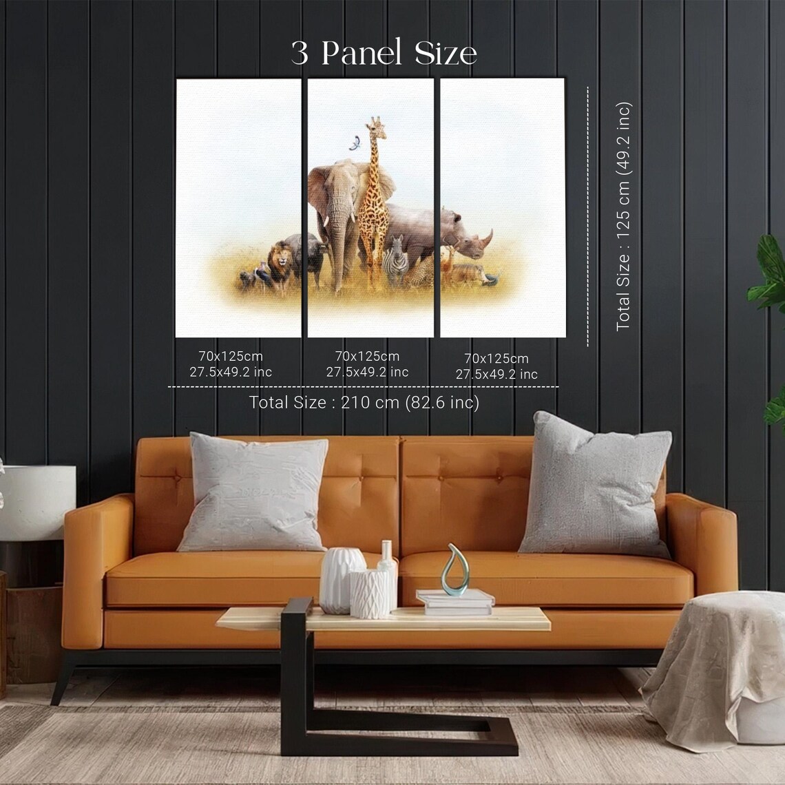 African Safari Animals Elephant Giraffe Lion Watercolor Poster - Image 2