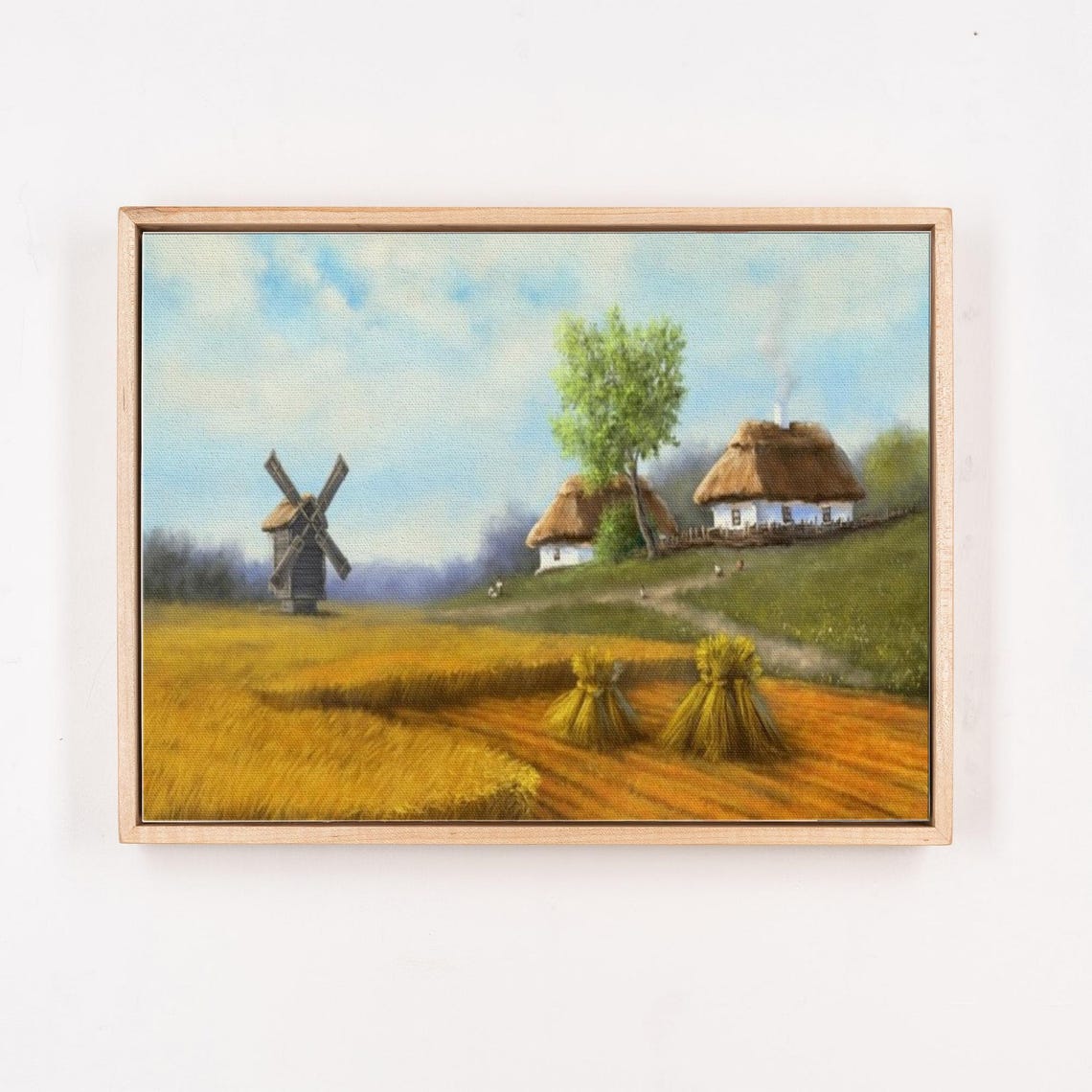 Ukrainian Village Windmill And Wheat Field Summer Art Poster - Image 4