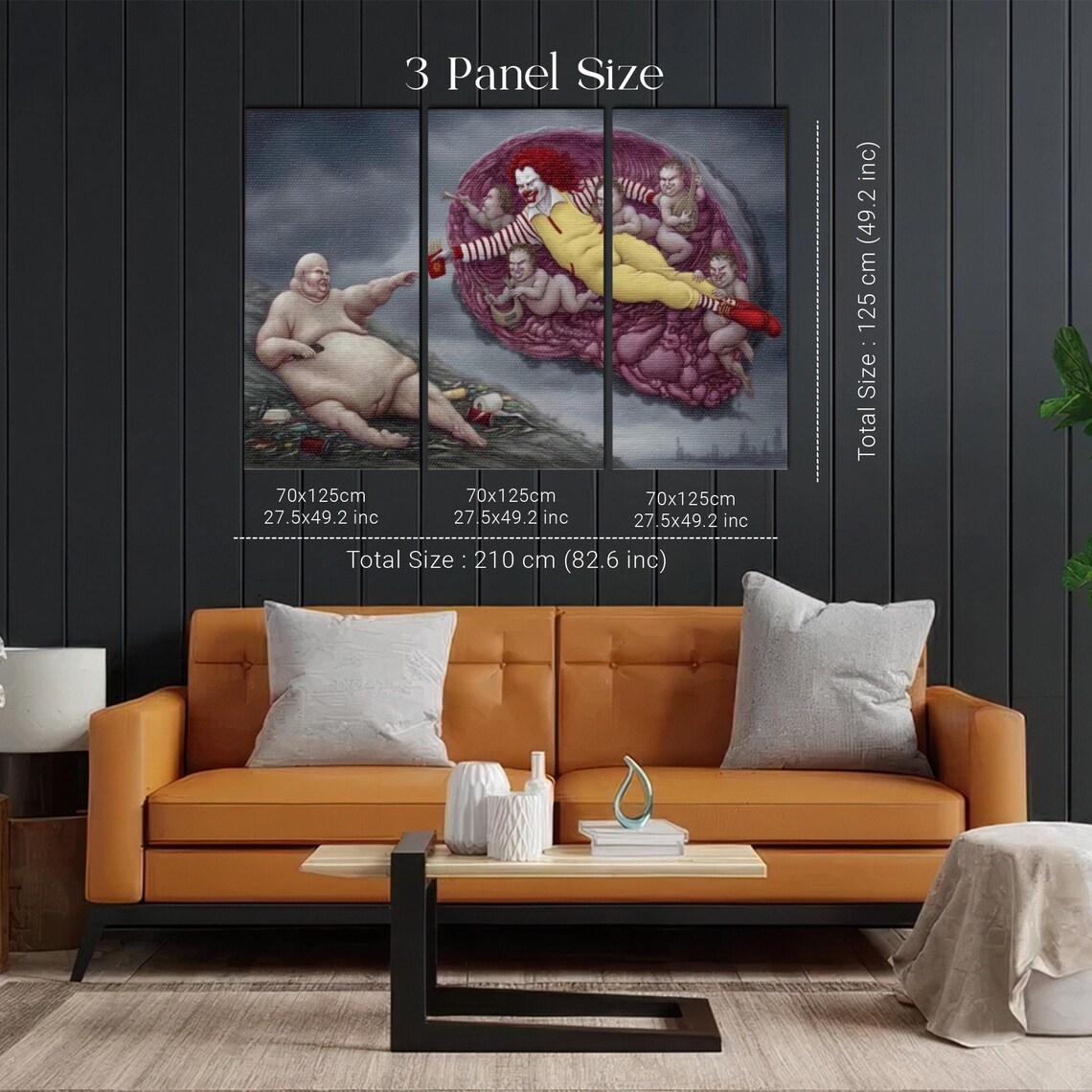 Fast Food Creation of Adam Parody Pop Satire Painting Poster - Image 2