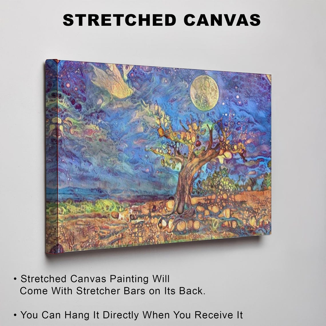 Ancient Twisted Tree Under A Full Moon In A Starry Night Poster - Image 3