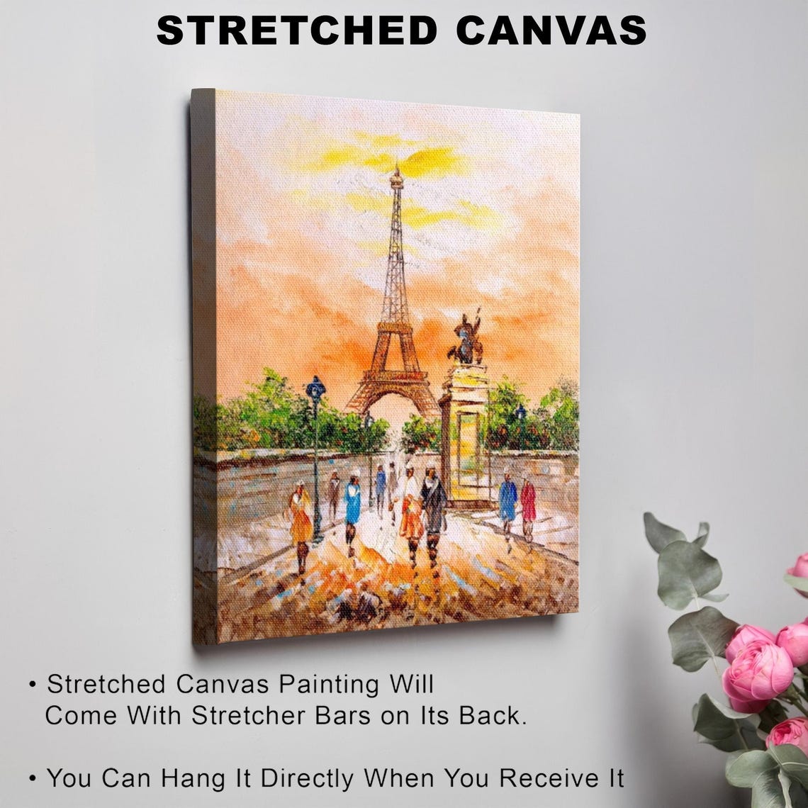 Eiffel Tower At Sunset Paris Street Scene Oil Painting Style Poster - Image 3