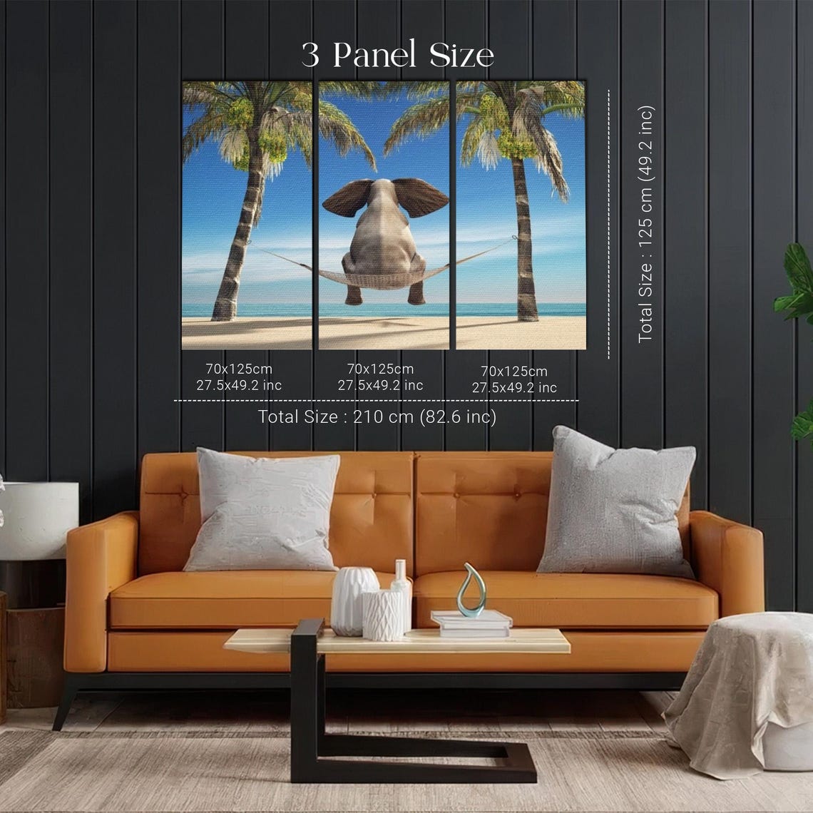 Elephant Relaxing in Beach Hammock Between Palms Funny Animal Poster - Image 2