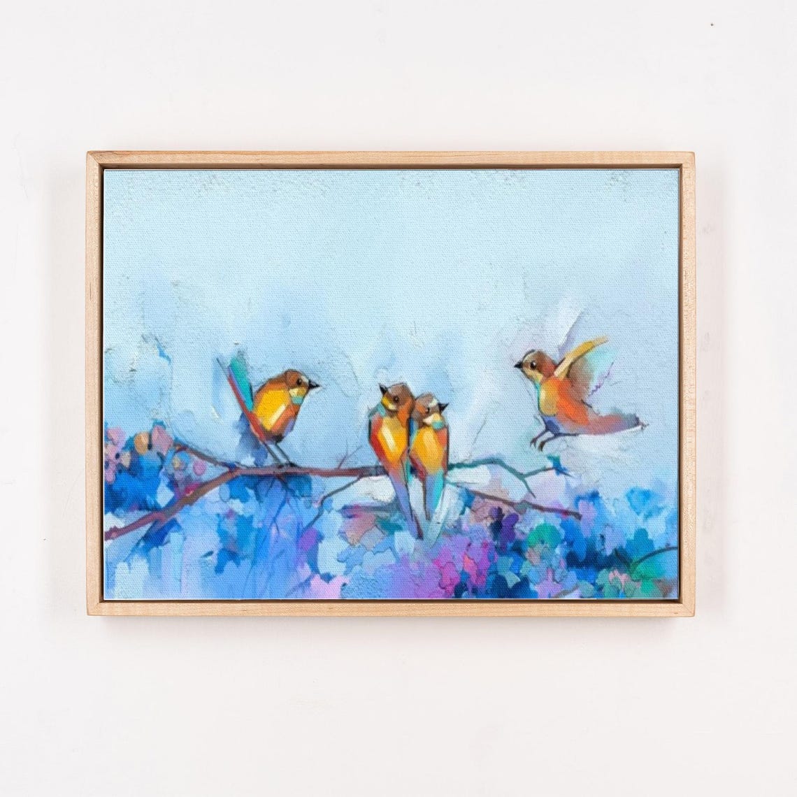 Colorful Songbirds On A Flowering Branch Soft Spring Art Poster - Image 4