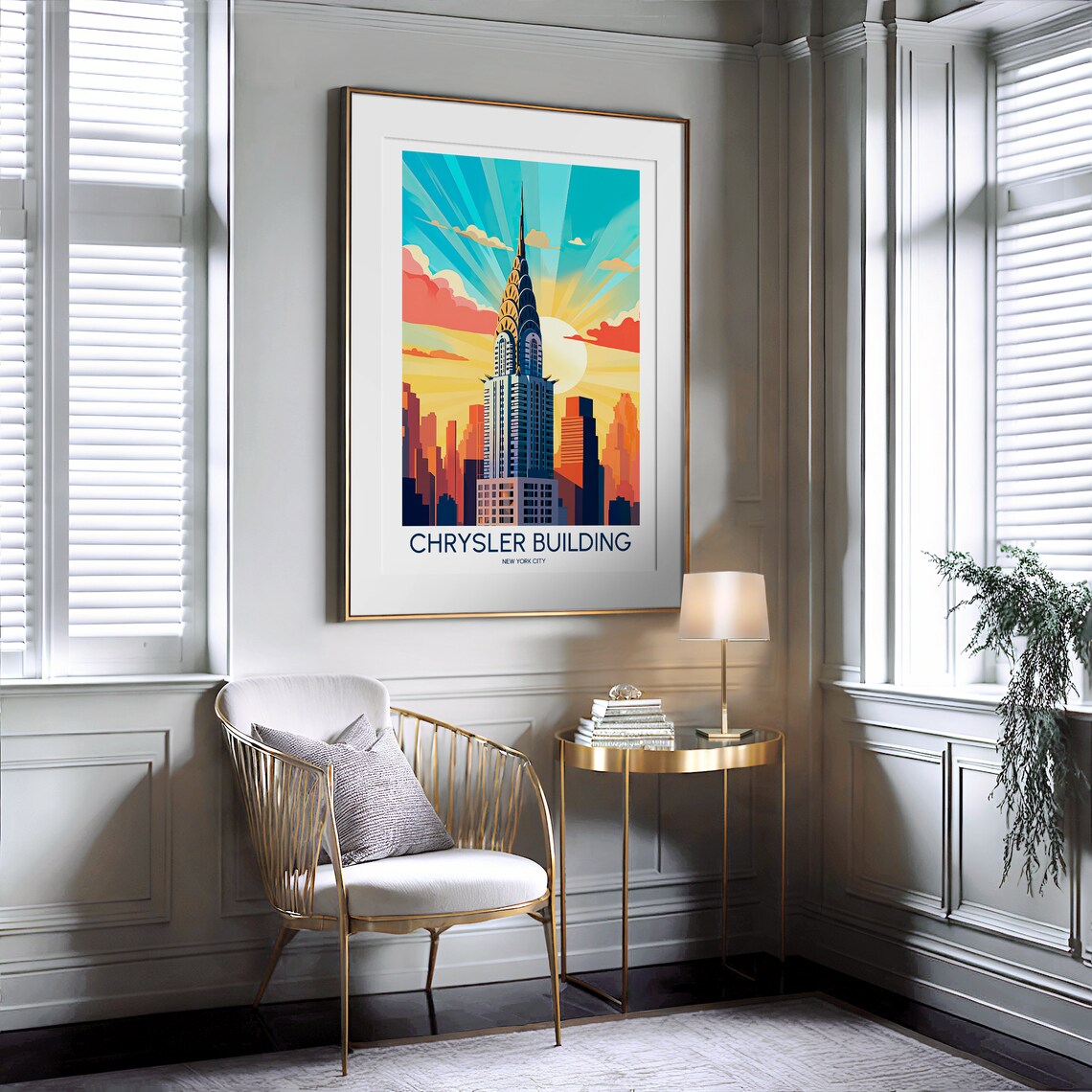 Chrysler Building New York City Art Deco Sunrise Travel Poster - Image 2