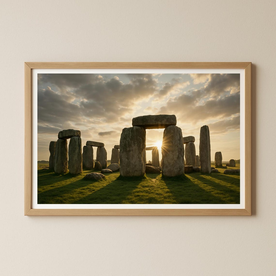 Stonehenge Sunrise Ancient Stones Golden Sky Megalithic Wall Print