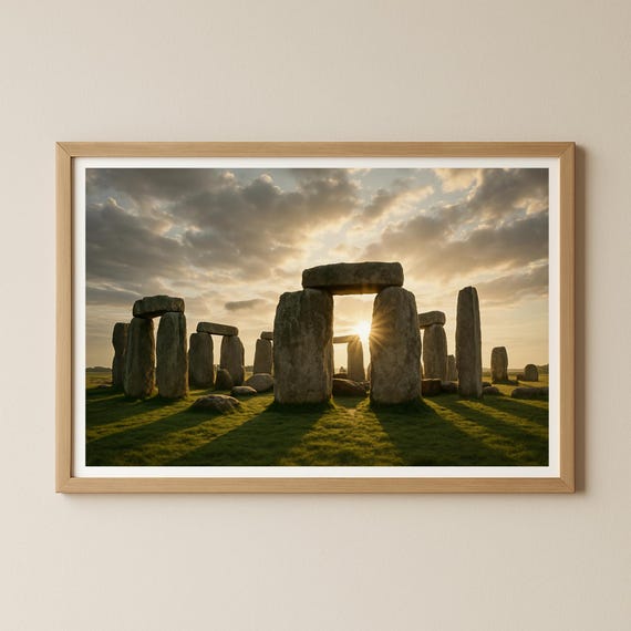 Stonehenge Sunrise Wallart Poster Ancient Monument Wall Art Megalithic Site Print Nature Photography Spiritual Landscape Gift