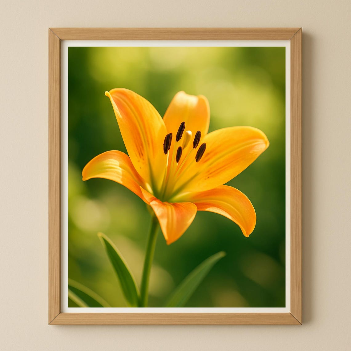 Orange Lily Flower Close-Up Macro Floral Photography Nature Poster