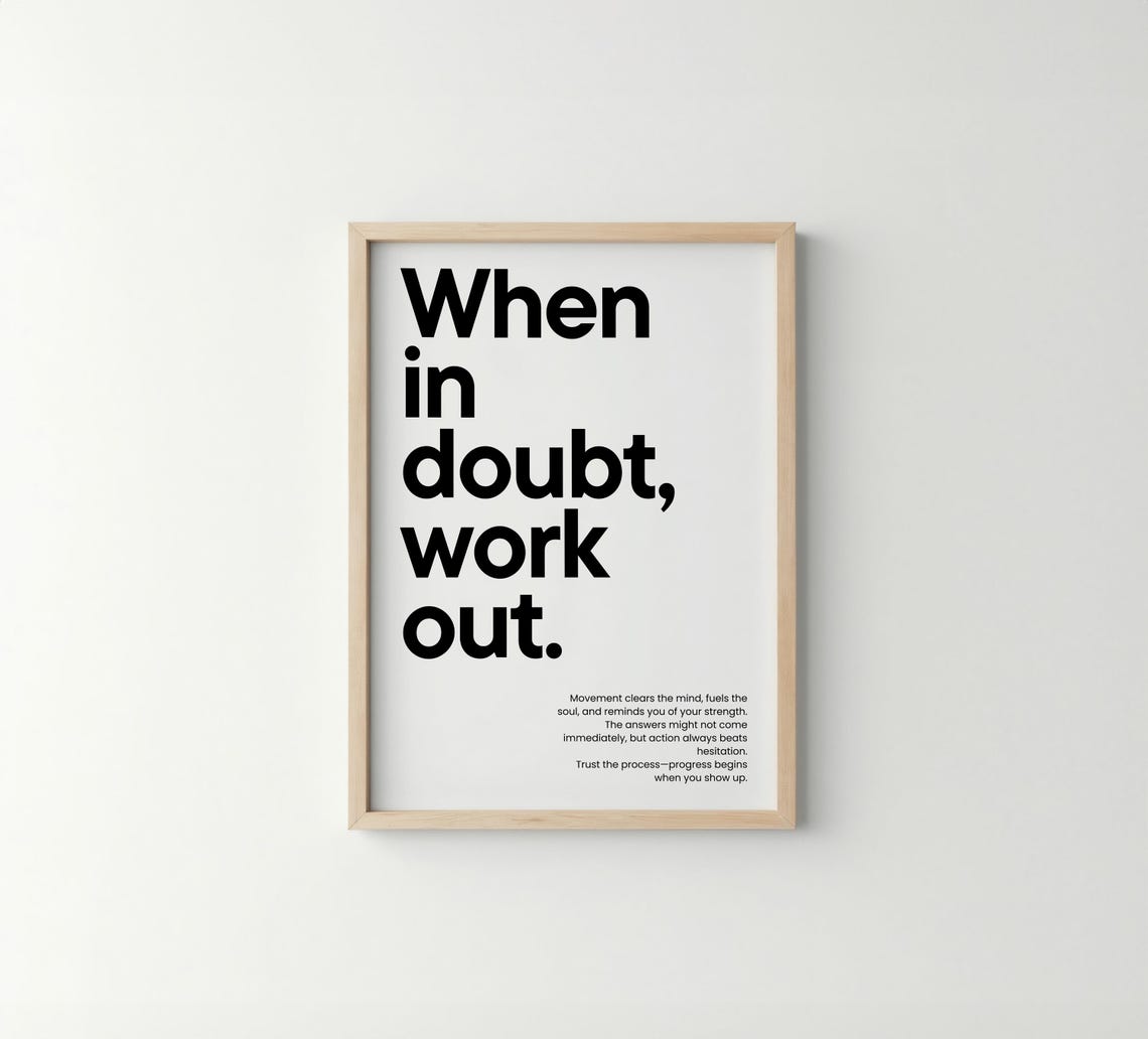 When In Doubt Work Out Gym Motivation Quote Fitness Wall Poster