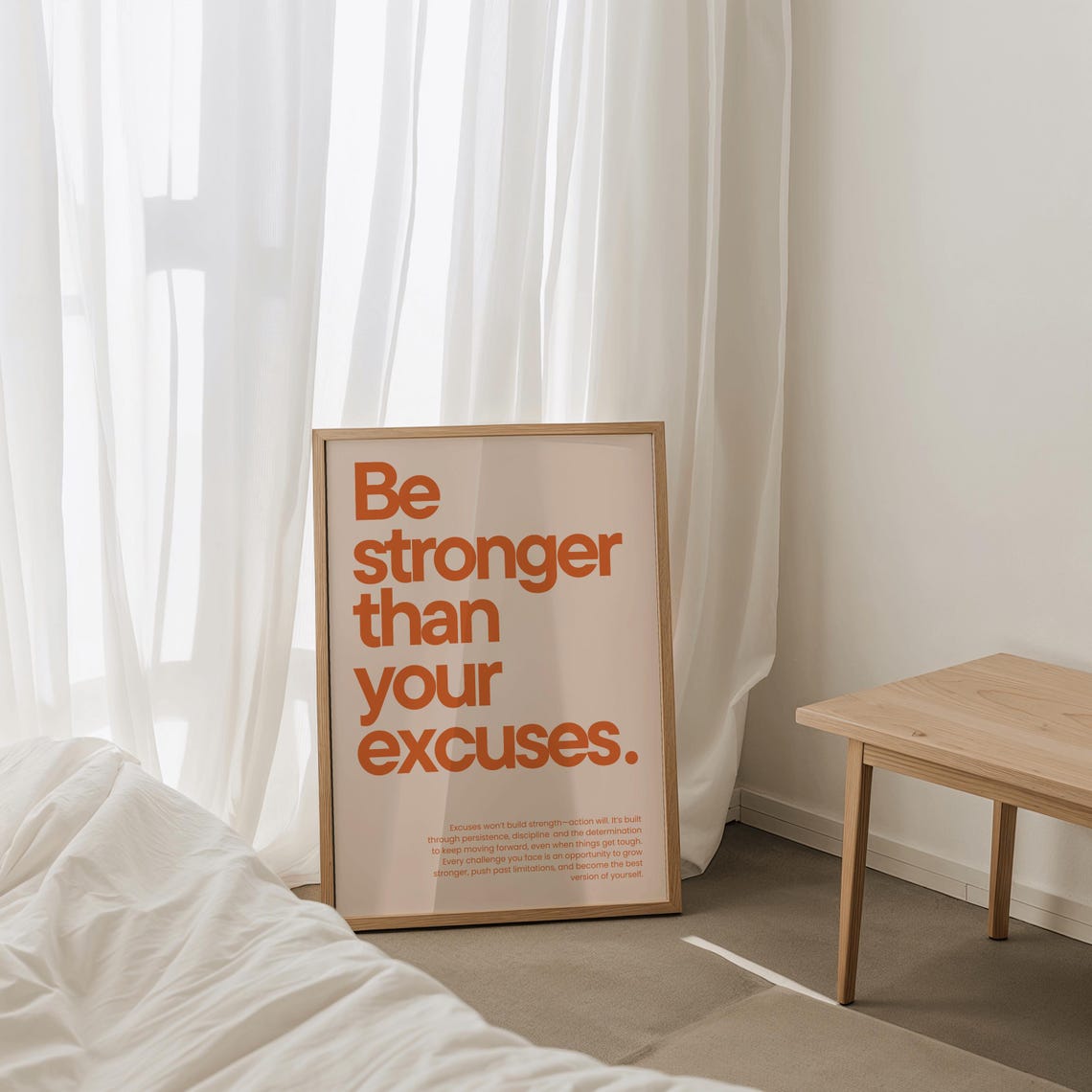 Be Stronger Than Your Excuses Orange Daily Quote Motivation Poster - Image 2