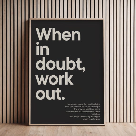 When In Doubt Work Out Fitness Poster, Home Gym