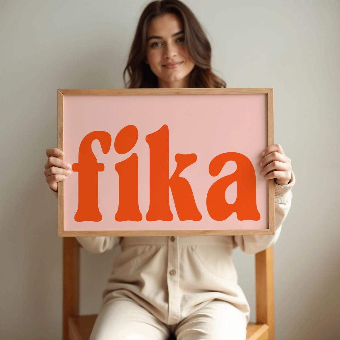 Fika Retro Orange Typography Swedish Coffee Break Cafe Poster - Image 3