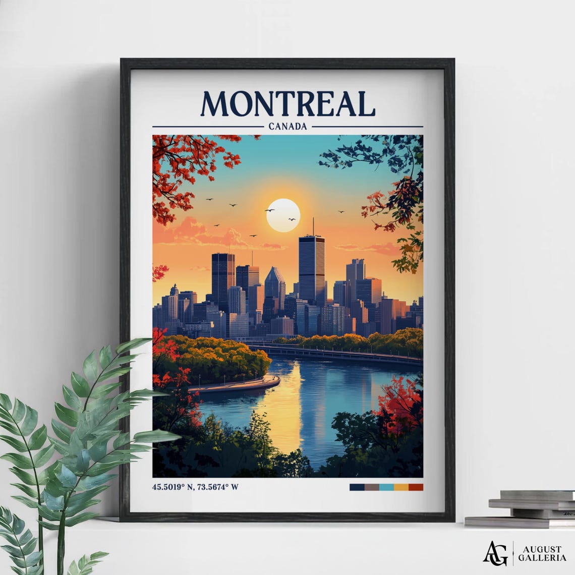 Montreal Canada Retro Travel Print Wall Art Framed Canvas Poster Illustration Wanderlust
