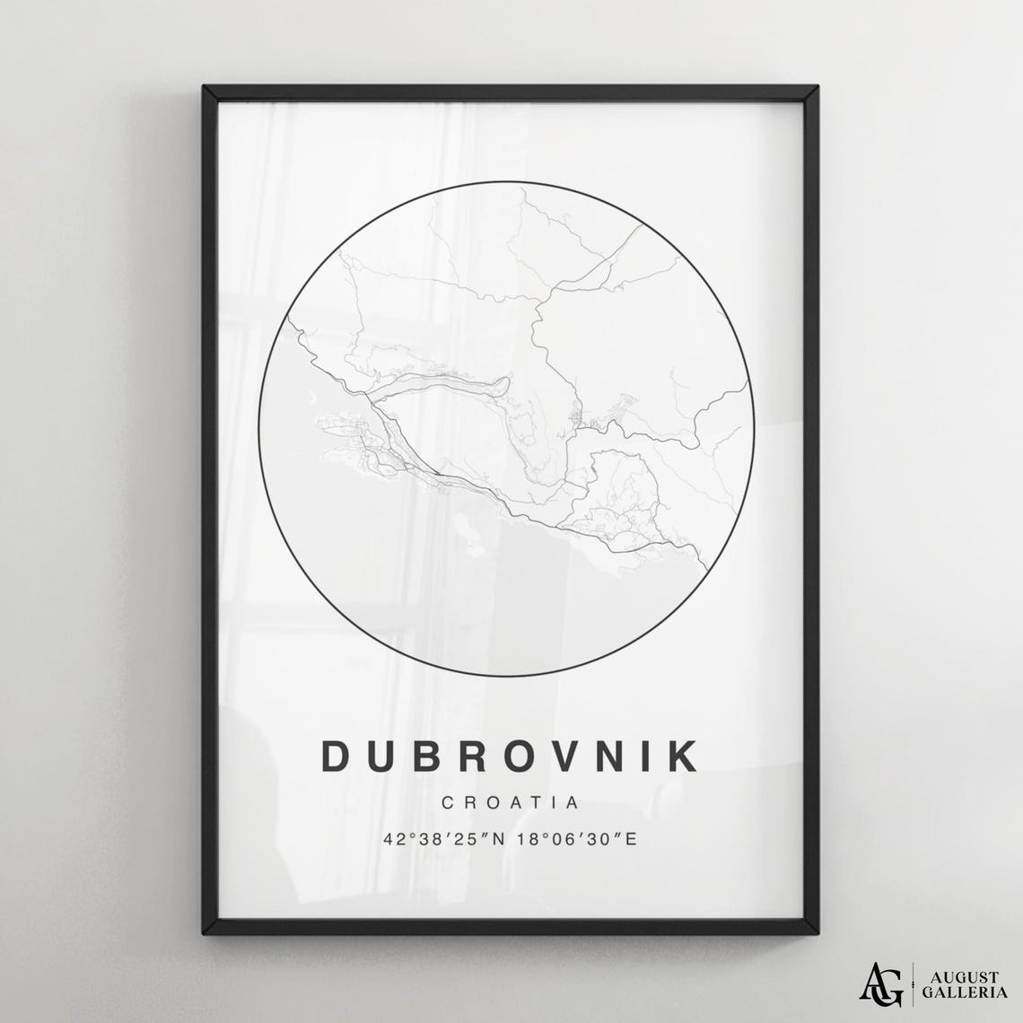Dubrovnik Croatia Minimalist City Map Circle Street Plan Poster