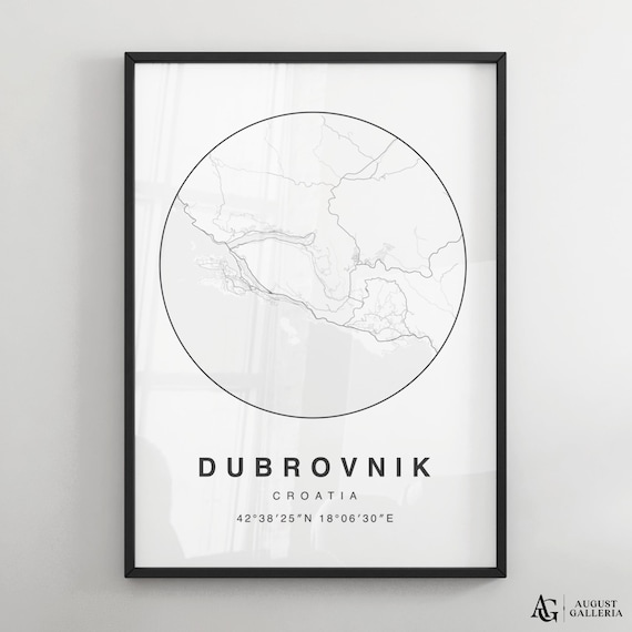 Dubrovnik Croatia Minimalist City Map Circle Street Plan Poster