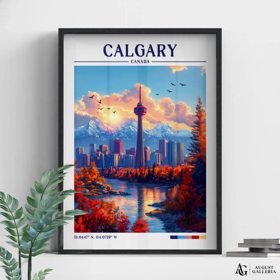 Calgary Canada Retro Travel Print Wanderlust Posters Wall Art Framed Prints Canvas Poster