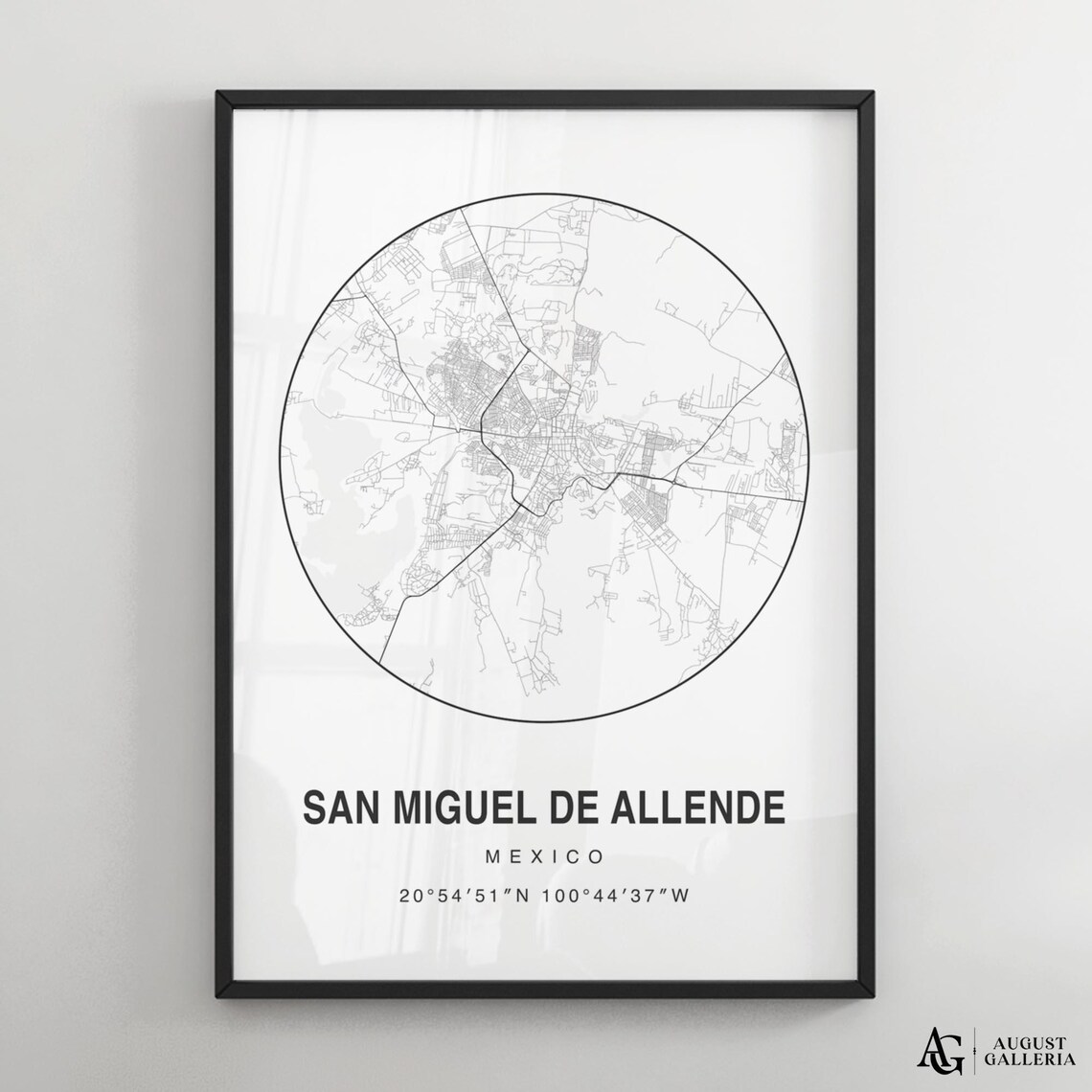 San Miguel de Allende Minimalist Black and White City Map Poster