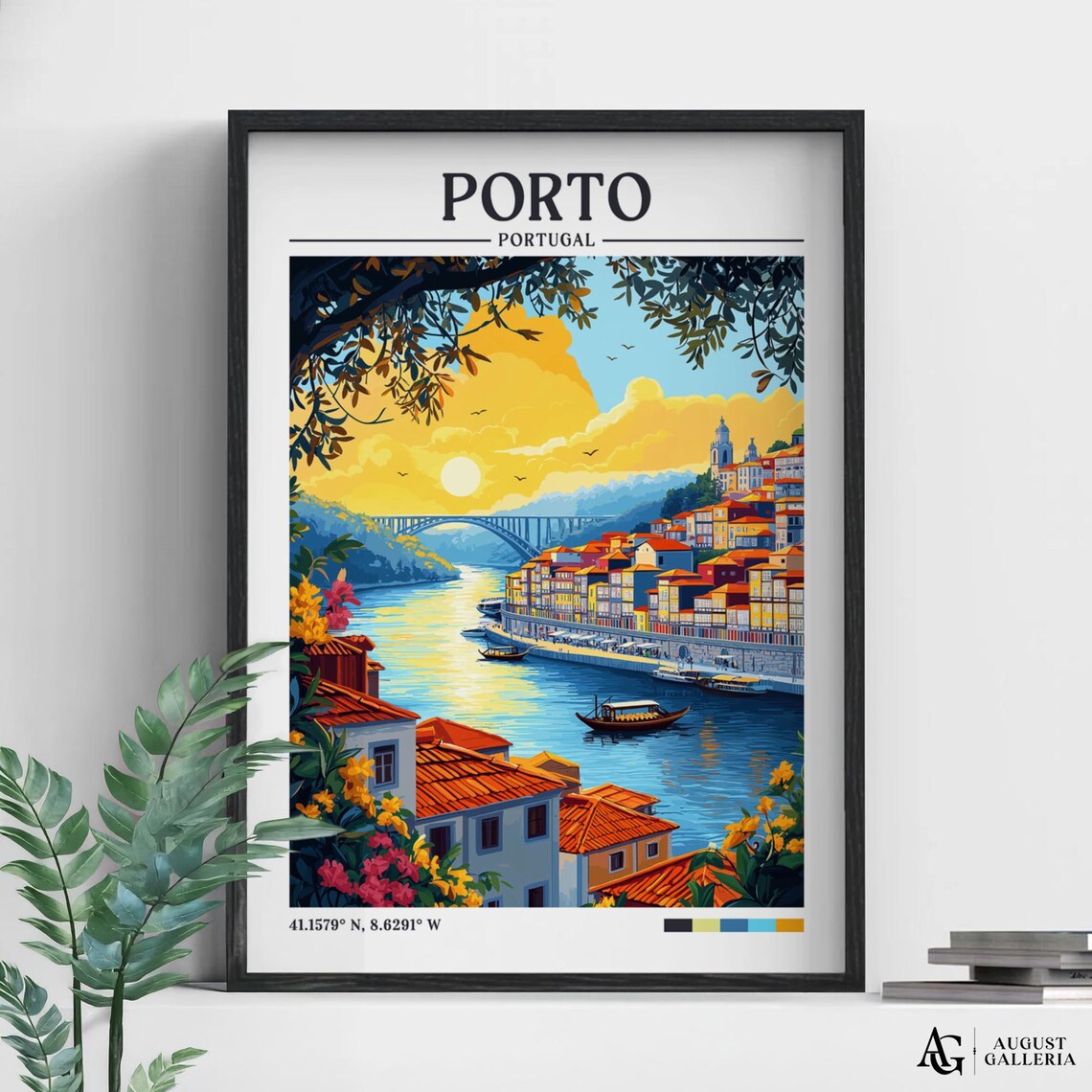 Porto Portugal Retro Travel Poster, Wanderlust