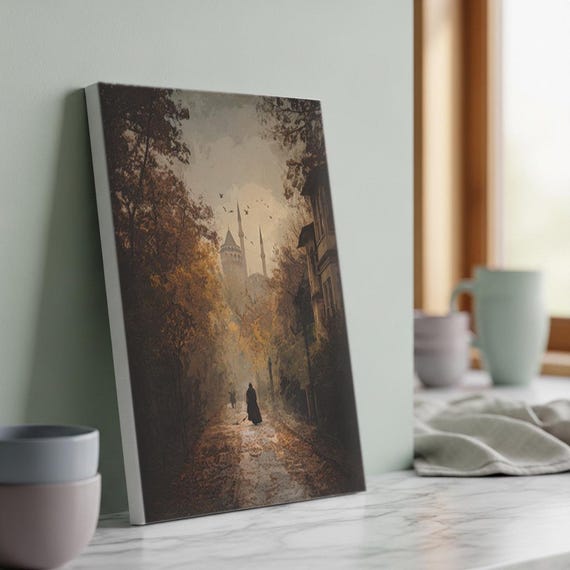 Paint By Numbers Kit Castle Pathway Scene Stretched Canvas Or Rollup Diy Autumn Art Set Giftable Wall Decor For Adults