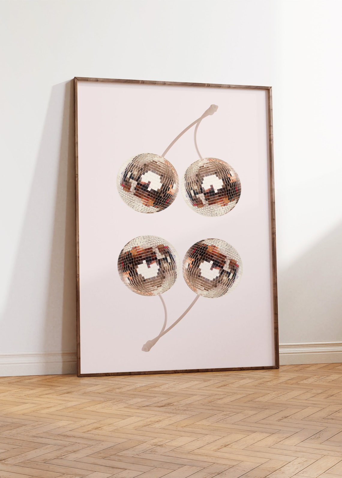 Disco Ball Cherry Pair Sparkling Mirror Balls Pink Photo Poster - Image 5
