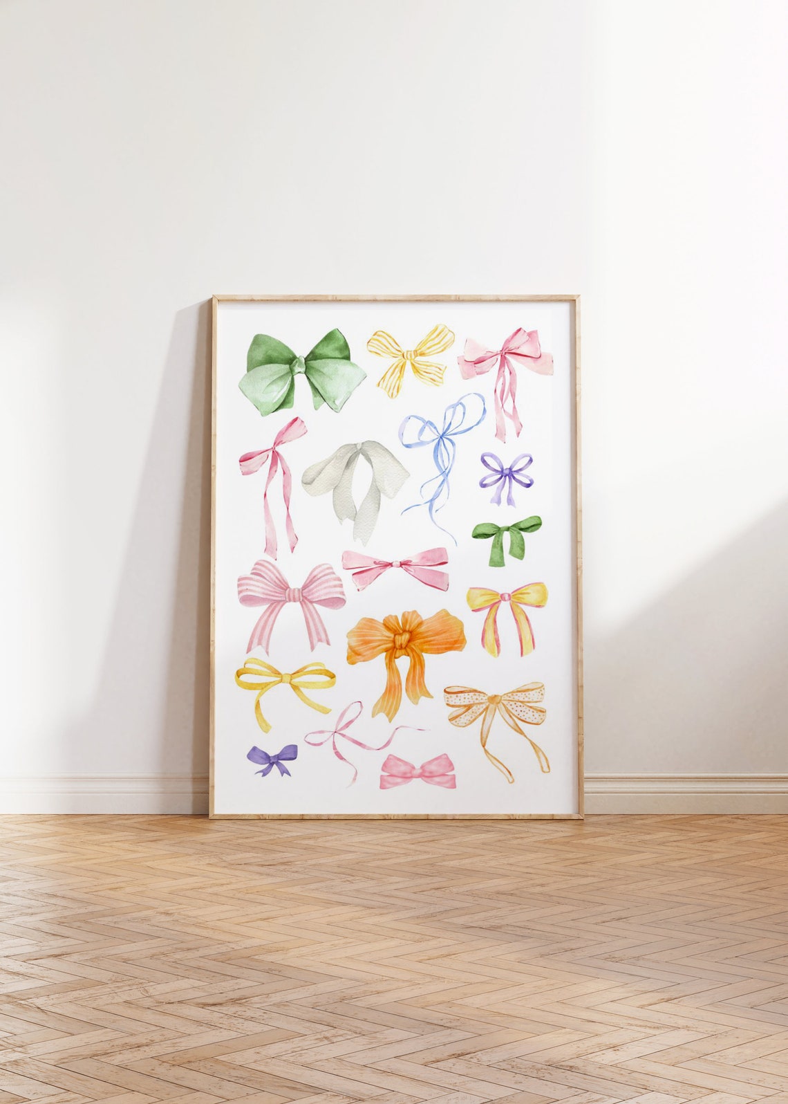 Colorful Watercolor Bow Collage Preppy Coquette Girly Wall Art