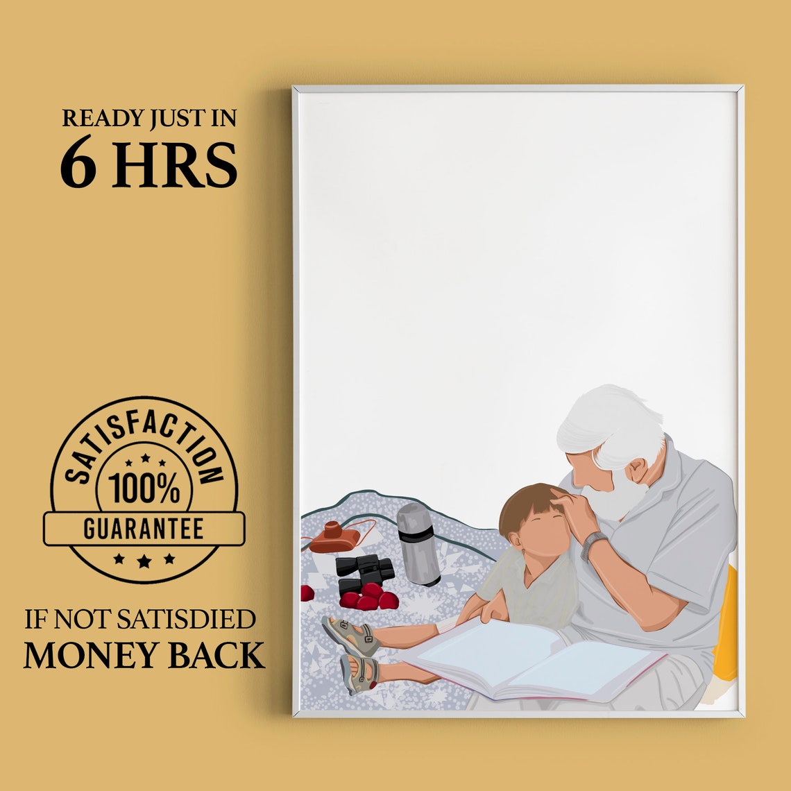 Personalized Faceless Portrait Meaningful Gift For Grandparents Day Custom Portrait Grand Mom