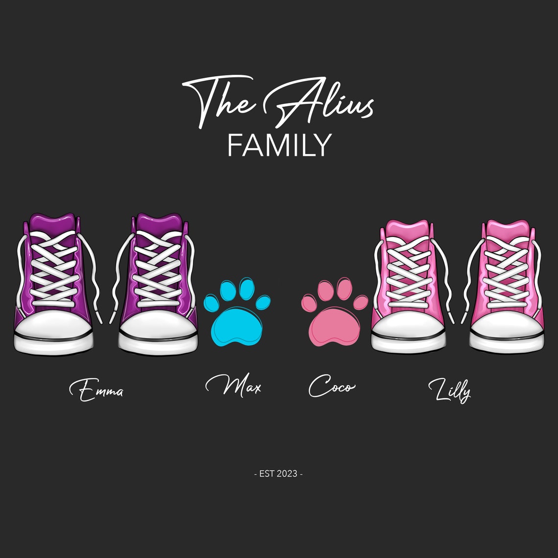 Jackson Memorial Personalized Sneaker and Pet Paw Tribute Poster - Image 3