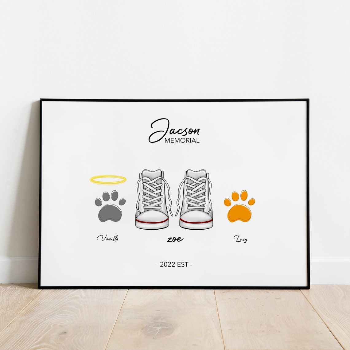 Jackson Memorial Personalized Sneaker and Pet Paw Tribute Poster