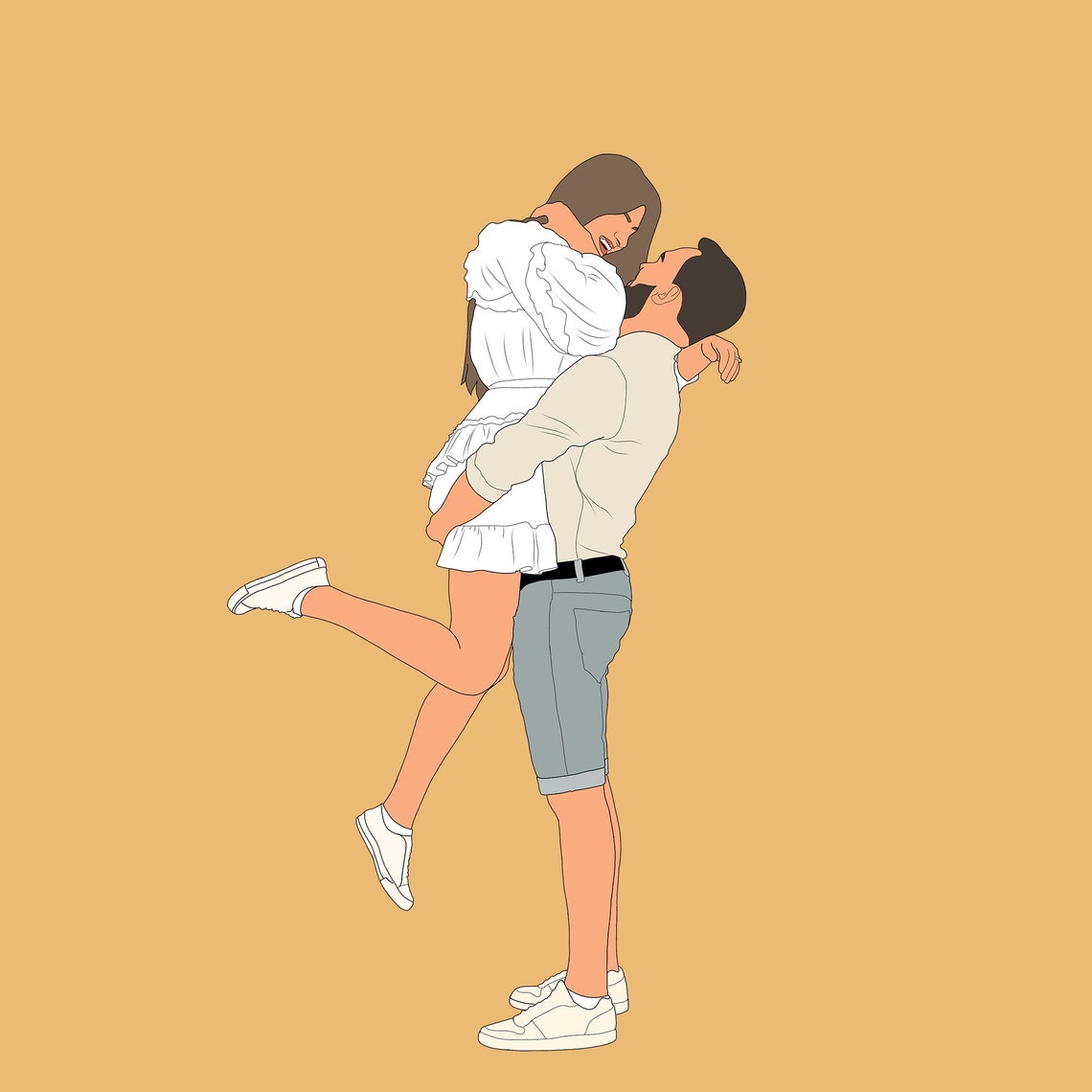 Laughing Sunglasses Couple Embrace Vector Art on Peach Poster - Image 2