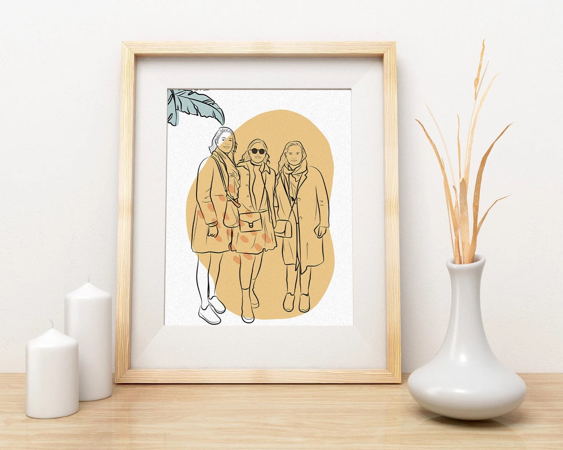 Delicate Line Art Couple Portrait Blush Watercolor Minimalist Poster - Image 2