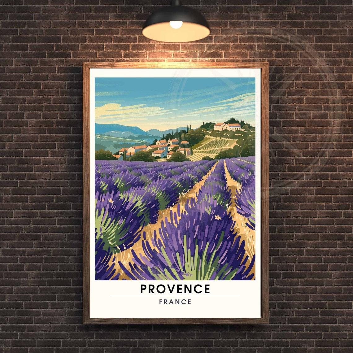 Provence France Lavender Fields Rolling Hills Village Travel Poster