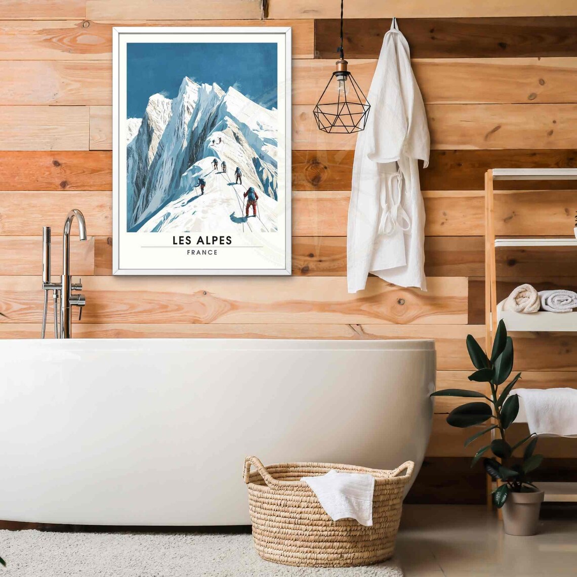 Les Alpes France Roped Mountaineers Snowy Ridge Climb Travel Poster - Image 2