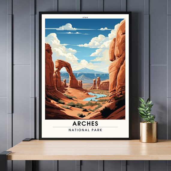 Arches National Park Utah Delicate Arch Desert Red Rock Travel Poster