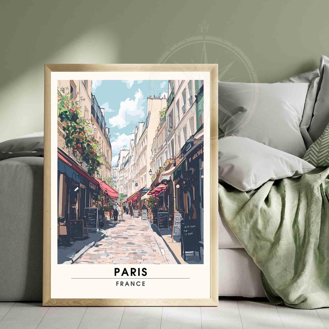 Paris France Rue Mouffetard Cobblestone Shops and Cafes Poster - Image 3