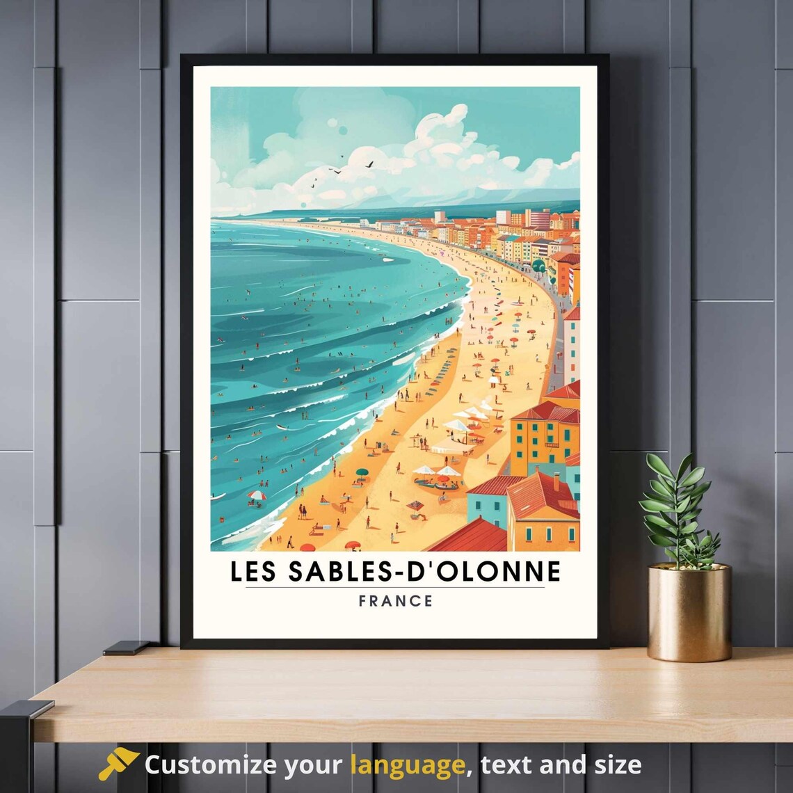Les Sables-D'Olonne Travel Poster, France Beach View
