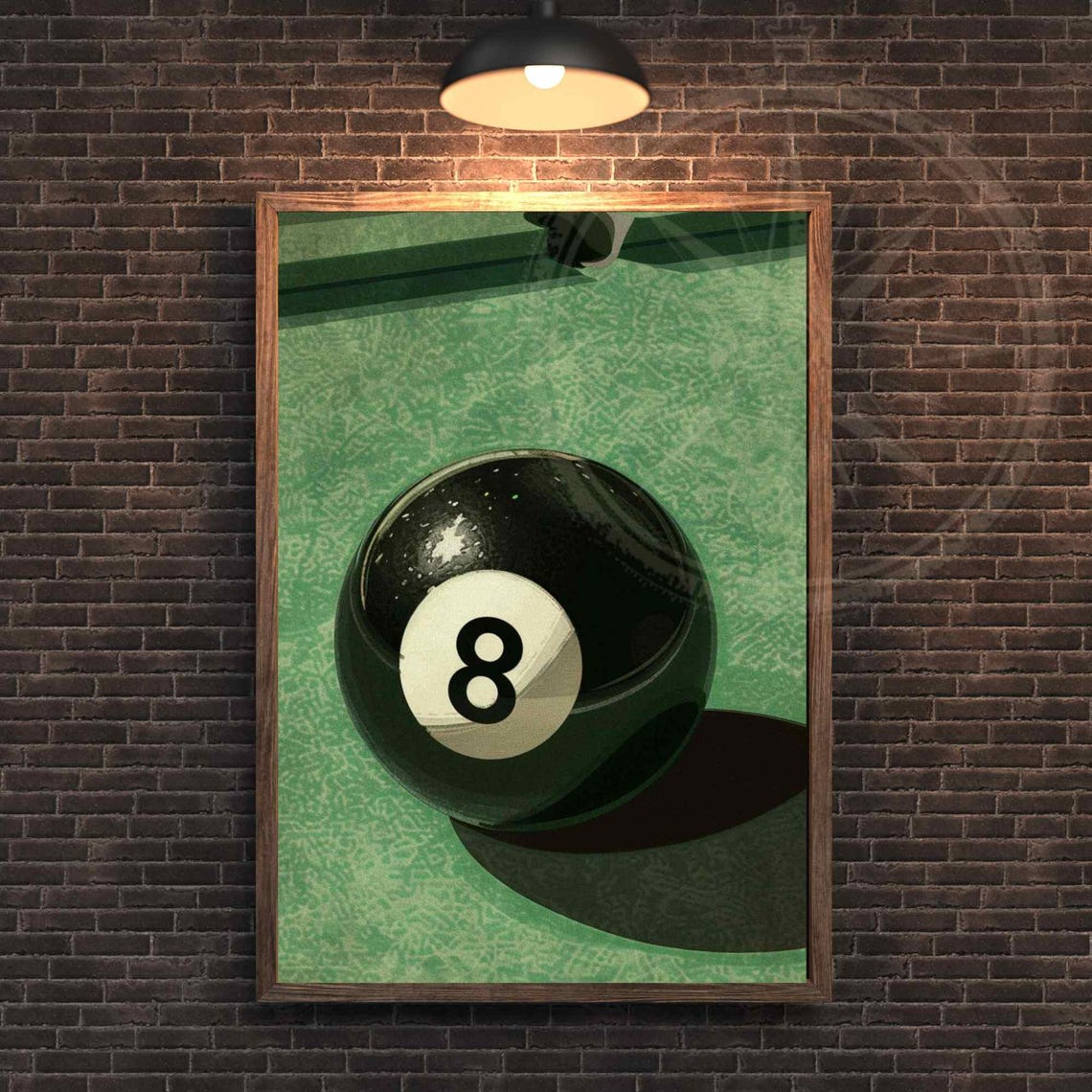 Black 8 Ball Pool Table Green Felt Vintage Billiard Hall Poster