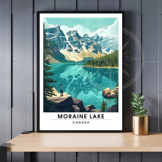 Moraine Lake Canada Turquoise Lake Rocky Overlook Travel Poster