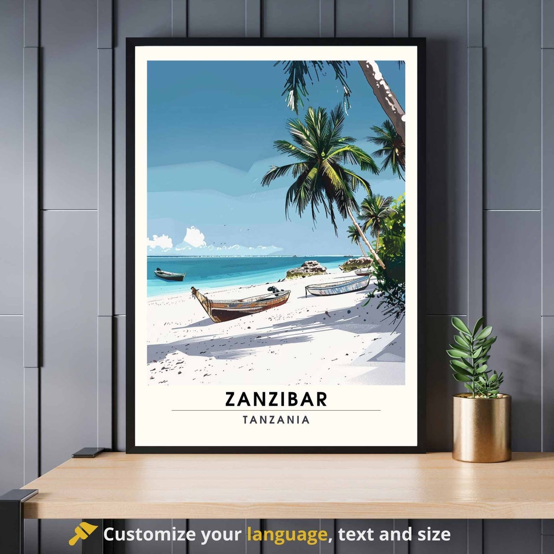 Zanzibar Tanzania Fishing Boats White Sand Beach Paradise Poster