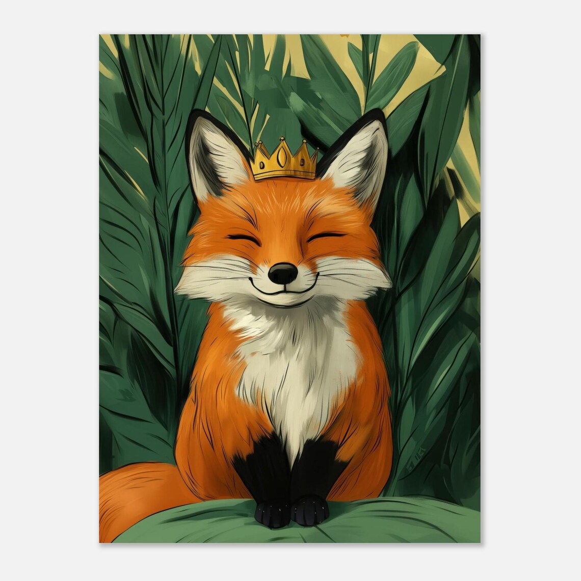 Quirky Fox Art Print, Maximalist Animal Poster