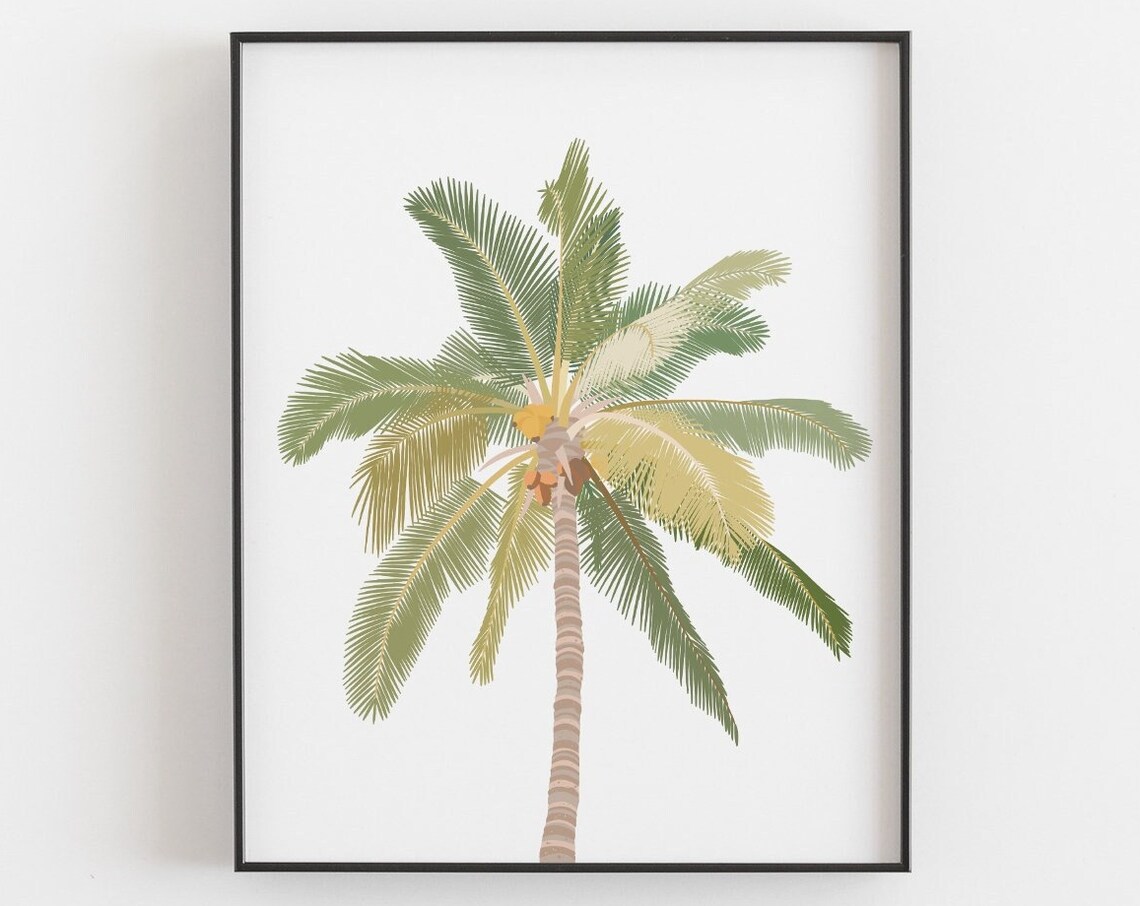 Palm Tree Print, Minimalist Tropical Wall Art