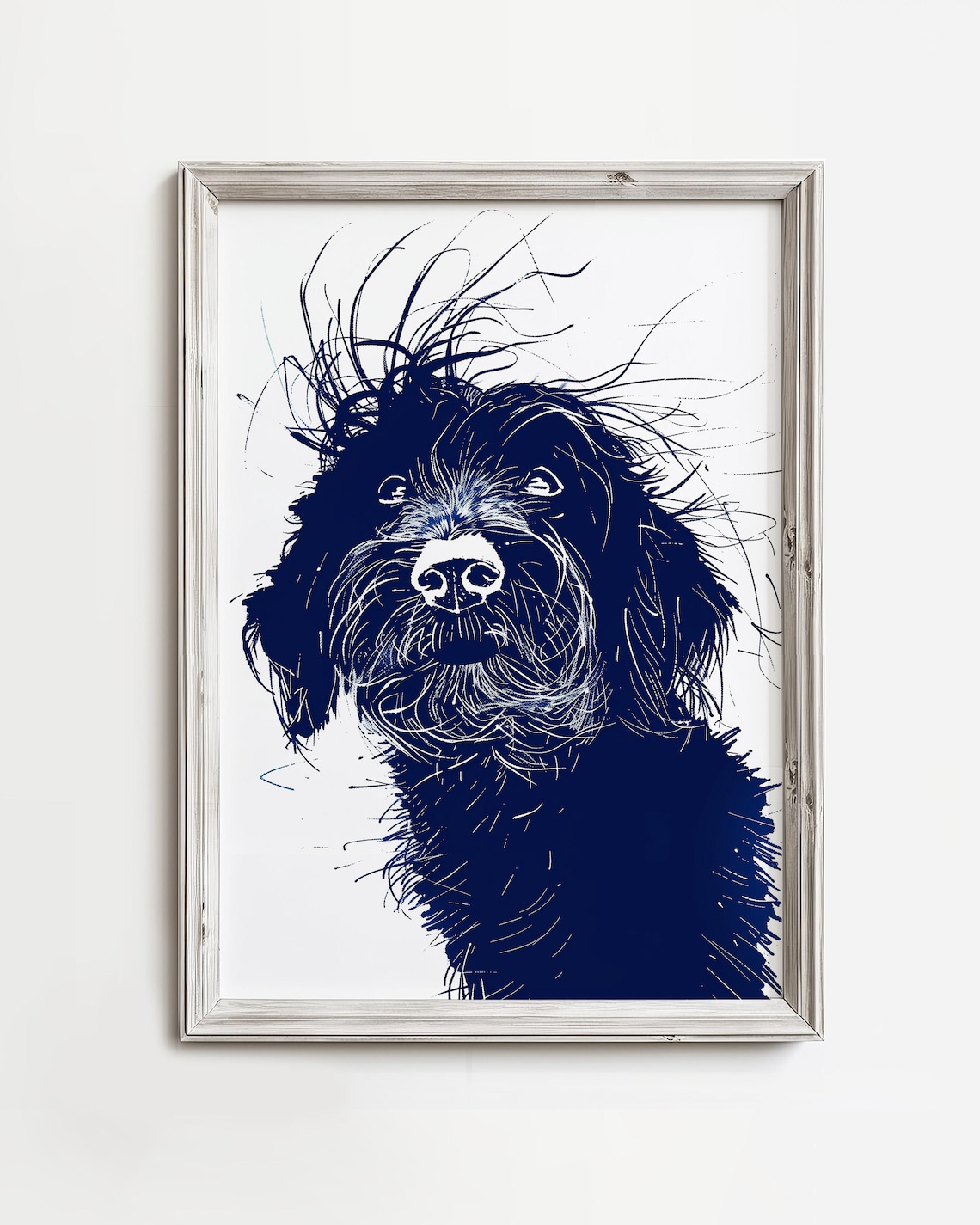 Messy Wild Crazy Hair Funny Shaggy Dog Windblown Sketch Wall Art