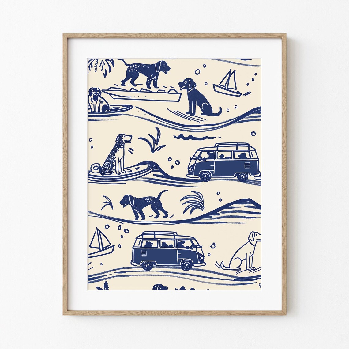 Coastal Dogs Whimsical Paradise Vintage Dog Art Print