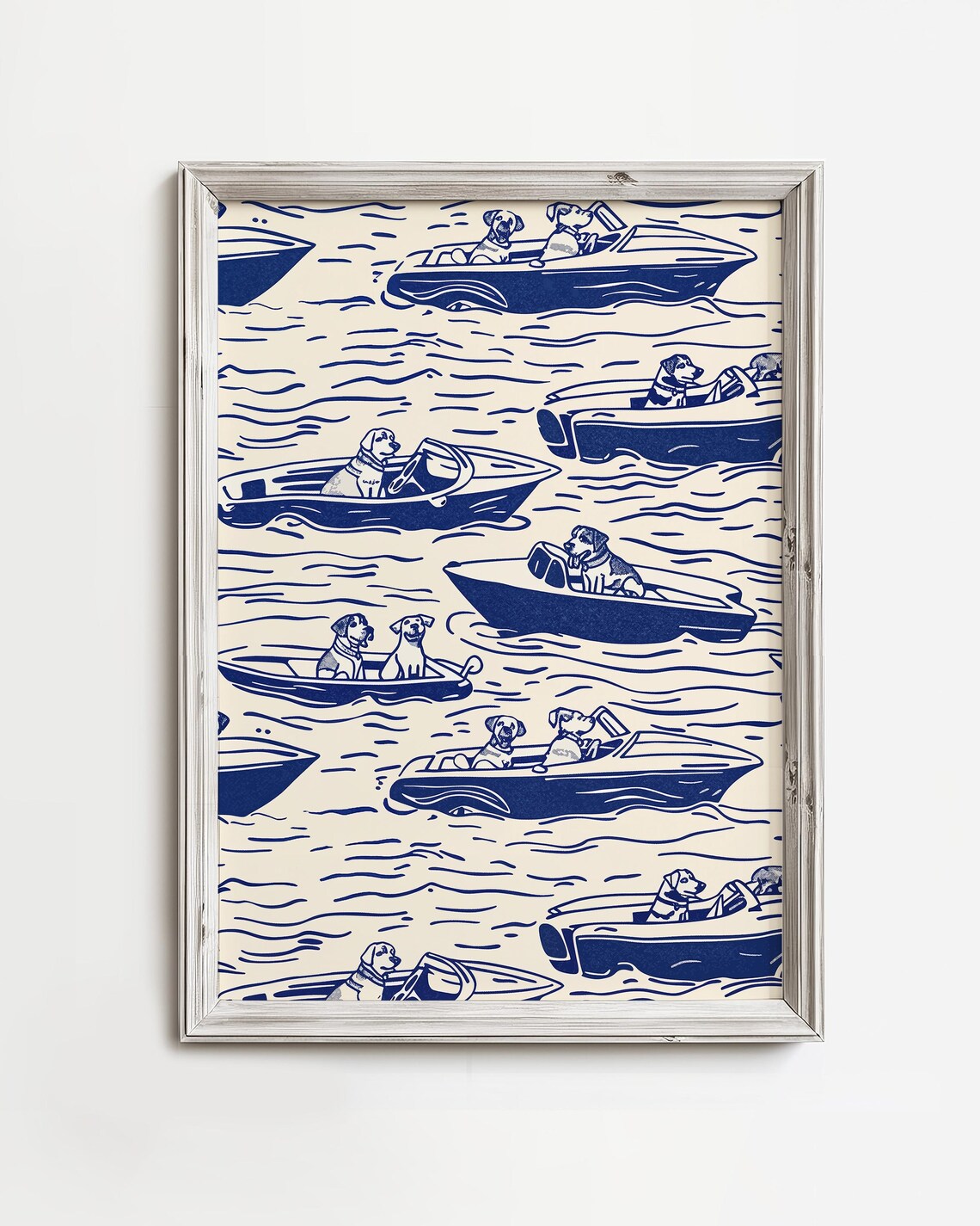 Waterdog Boating Day Cute Summer Lake Dog Art Print